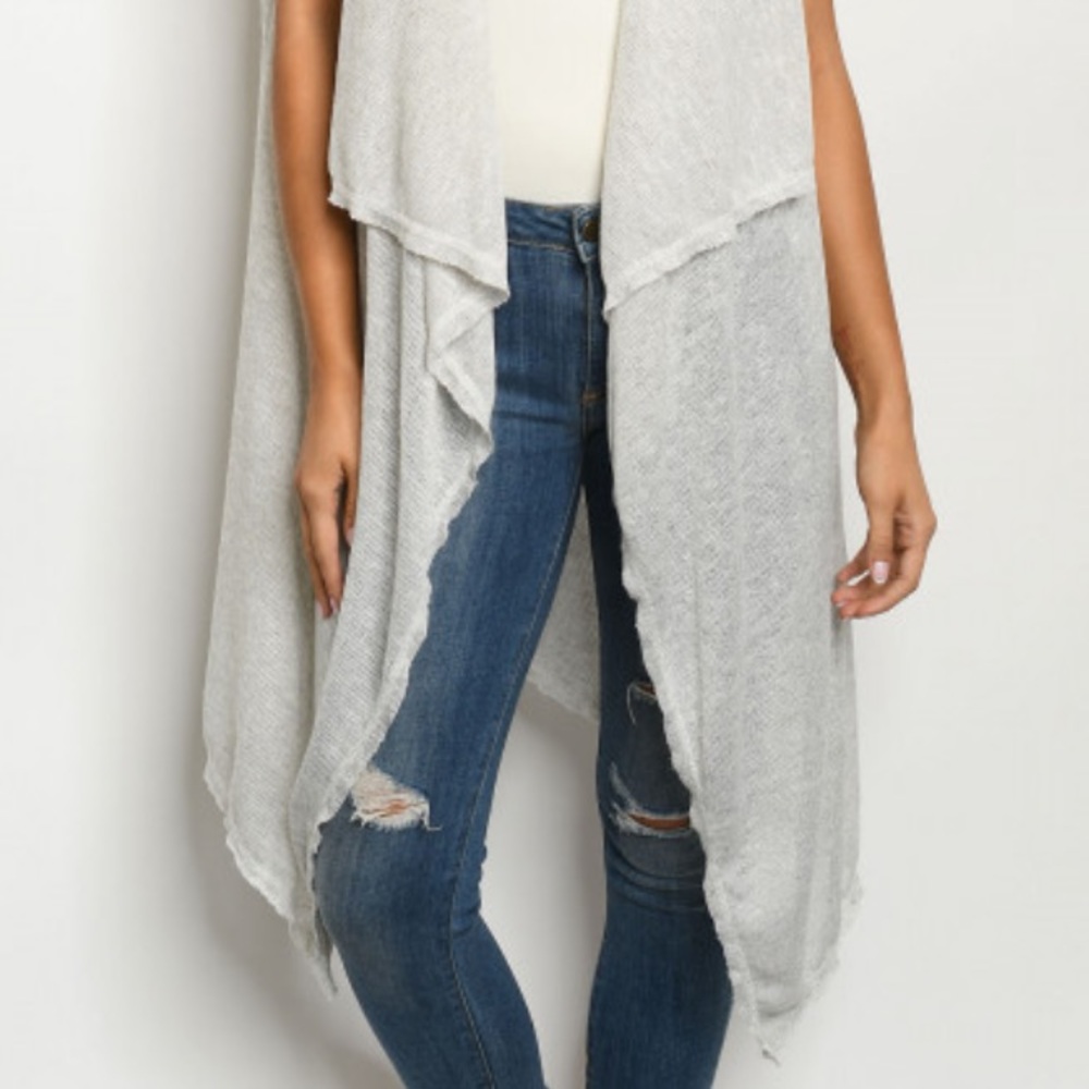 ❤️LAST M NEW Gray Duster Cardigan Vest - Picture 4 of 4